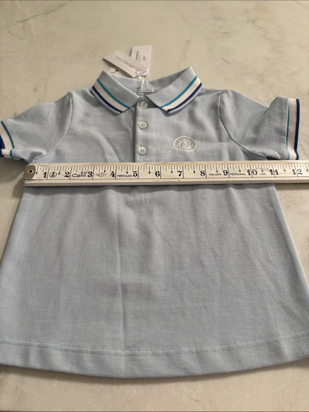 NWT Jacadi Paris Boys Polo Shirt in Light Blue Organic Cotton Preppy Size 24 Mos - Picture 9 of 10